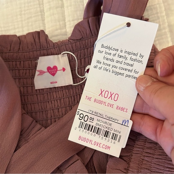 Buddy Love Monroe Smocked Mini Dress. Size Medium. - Picture 12 of 12